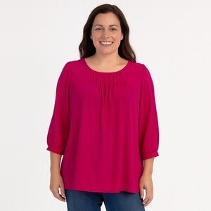 𝅺talbots fuchsia Long Sleeve Pleated Blouse Size S